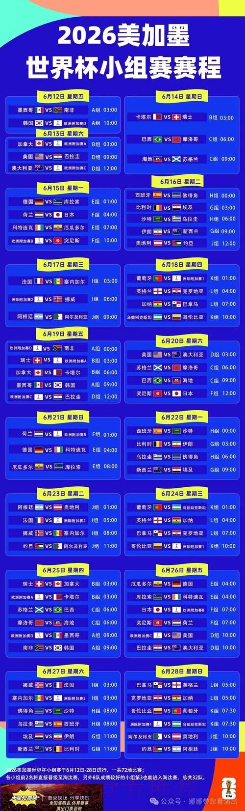 2026世界杯每日赛程官方发布完整安排怎么看 2026世界杯每日赛程官方发布完整安排怎么看